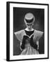 Woman Wearing Wide Shoulder Fashion Look-Nina Leen-Framed Photographic Print