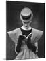 Woman Wearing Wide Shoulder Fashion Look-Nina Leen-Mounted Photographic Print