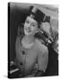 Woman Wearing Wide Shoulder Fashion Look-Nina Leen-Stretched Canvas