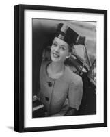 Woman Wearing Wide Shoulder Fashion Look-Nina Leen-Framed Photographic Print