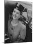 Woman Wearing Wide Shoulder Fashion Look-Nina Leen-Mounted Photographic Print