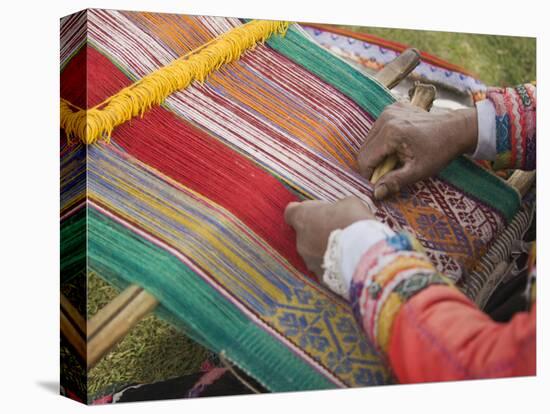 Woman Weaving, Traditional Backstrap Loom, Cuzco, Peru-Merrill Images-Stretched Canvas