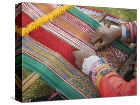 Woman Weaving, Traditional Backstrap Loom, Cuzco, Peru-Merrill Images-Stretched Canvas