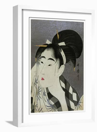 Woman Wiping Sweat, 1798-Kitagawa Utamaro-Framed Giclee Print