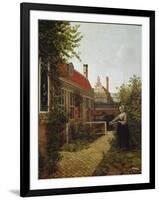 Woman with a Basket of Beans in a Kitchen Garden. Ca. 1660-Pieter de Hooch-Framed Giclee Print