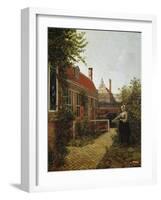 Woman with a Basket of Beans in a Kitchen Garden. Ca. 1660-Pieter de Hooch-Framed Giclee Print