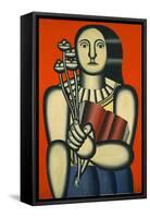 Woman with a Book-null-Framed Stretched Canvas