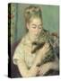 Woman with a Cat, 1875-Pierre-Auguste Renoir-Stretched Canvas