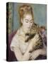 Woman with a Cat, C.1875-Pierre-Auguste Renoir-Stretched Canvas