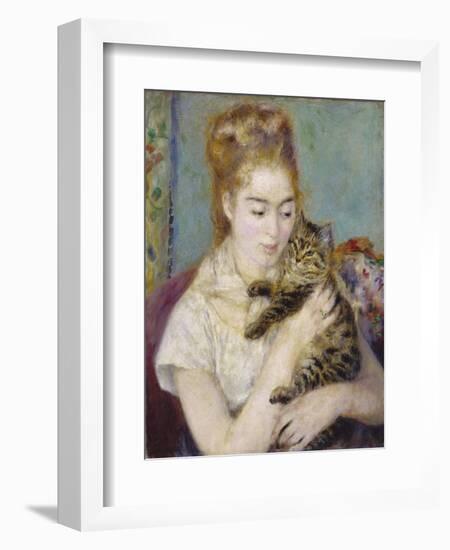 Woman with a Cat, C.1875-Pierre-Auguste Renoir-Framed Giclee Print