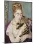 Woman with a Cat, C.1875-Pierre-Auguste Renoir-Mounted Giclee Print