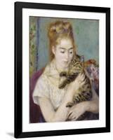 Woman with a Cat, C.1875-Pierre-Auguste Renoir-Framed Giclee Print