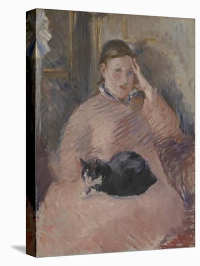 Woman with a Cat-Edouard Manet-Stretched Canvas