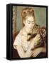 Woman with a Cat-Pierre-Auguste Renoir-Framed Stretched Canvas