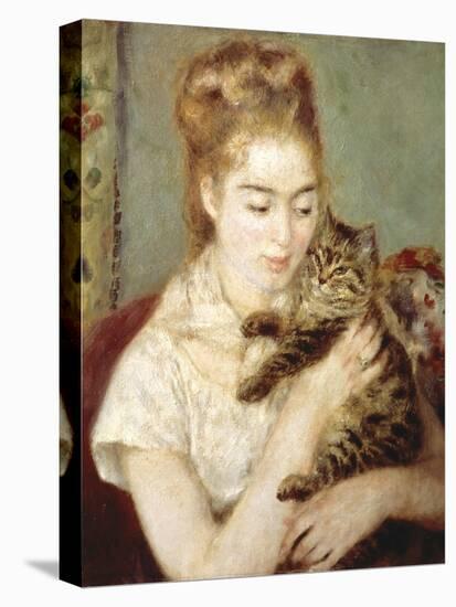Woman with a Cat-Pierre-Auguste Renoir-Stretched Canvas