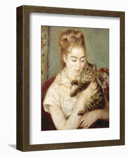 Woman with a Cat-Pierre-Auguste Renoir-Framed Giclee Print