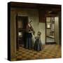 Woman with a Child in a Pantry, C. 1656-60-Pieter de Hooch-Stretched Canvas