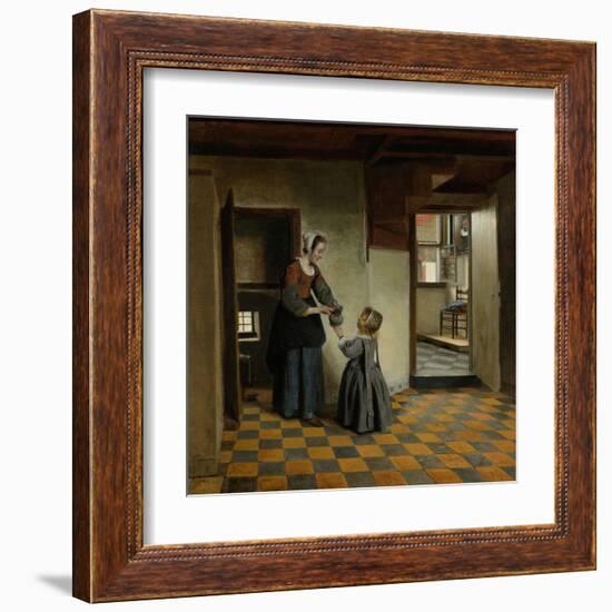 Woman with a Child in a Pantry, C. 1656-60-Pieter de Hooch-Framed Art Print