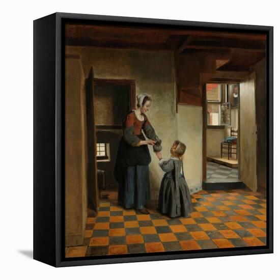 Woman with a Child in a Pantry, c.1656-60-Pieter de Hooch-Framed Stretched Canvas