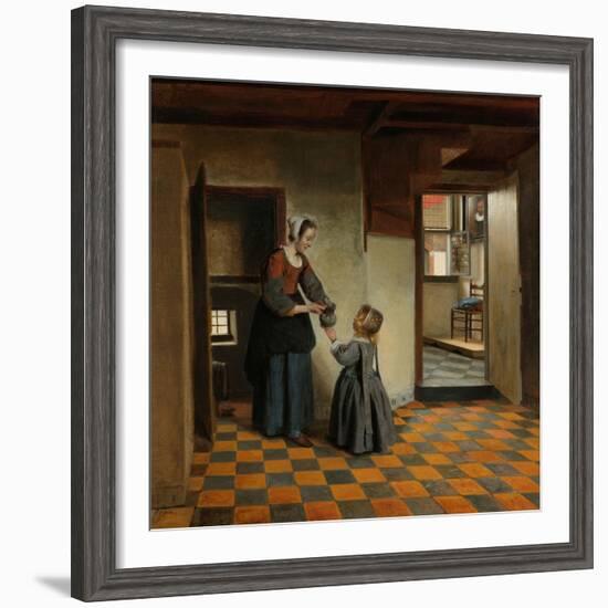 Woman with a Child in a Pantry, c.1656-60-Pieter de Hooch-Framed Giclee Print