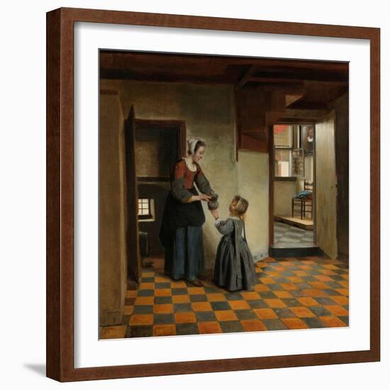 Woman with a Child in a Pantry, c.1656-60-Pieter de Hooch-Framed Giclee Print