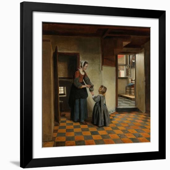 Woman with a Child in a Pantry, c.1656-60-Pieter de Hooch-Framed Giclee Print