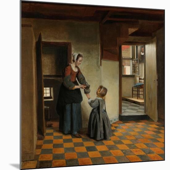 Woman with a Child in a Pantry, c.1656-60-Pieter de Hooch-Mounted Giclee Print