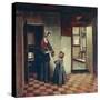 Woman with a Child in a Pantry, C1660-Pieter de Hooch-Stretched Canvas