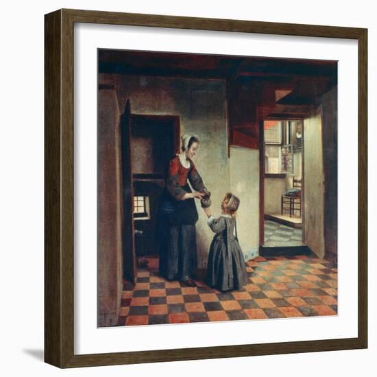 Woman with a Child in a Pantry, C1660-Pieter de Hooch-Framed Giclee Print