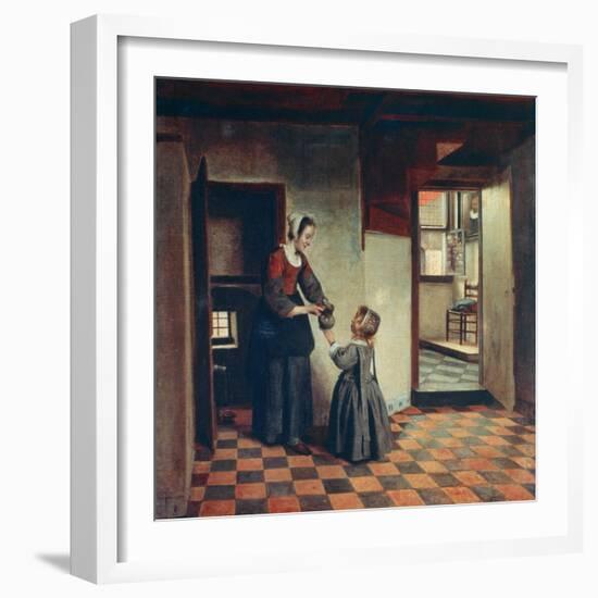 Woman with a Child in a Pantry, C1660-Pieter de Hooch-Framed Giclee Print