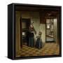 Woman with a Child in a Pantry-Pieter de Hooch-Framed Stretched Canvas