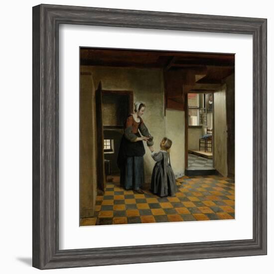 Woman with a Child in a Pantry-Pieter de Hooch-Framed Art Print