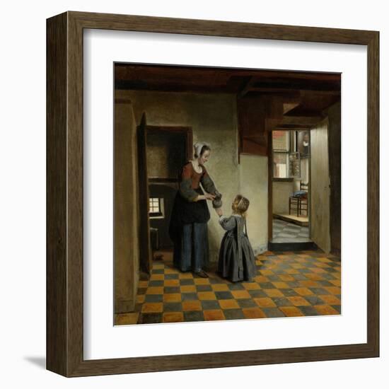 Woman with a Child in a Pantry-Pieter de Hooch-Framed Art Print