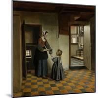 Woman with a Child in a Pantry-Pieter de Hooch-Mounted Art Print