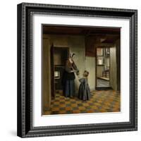 Woman with a Child in a Pantry-Pieter de Hooch-Framed Art Print