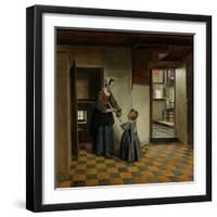 Woman with a Child in a Pantry-Pieter de Hooch-Framed Art Print