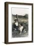 Woman with a Dog in a Field-null-Framed Photographic Print