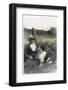 Woman with a Dog in a Field-null-Framed Photographic Print