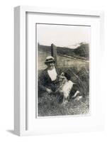 Woman with a Dog in a Field-null-Framed Photographic Print