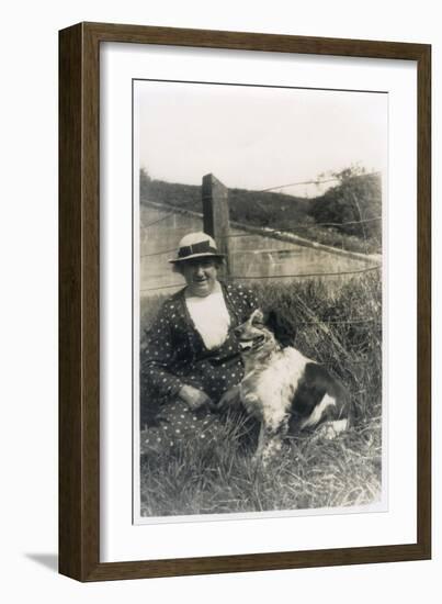 Woman with a Dog in a Field-null-Framed Photographic Print