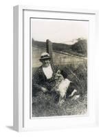 Woman with a Dog in a Field-null-Framed Photographic Print