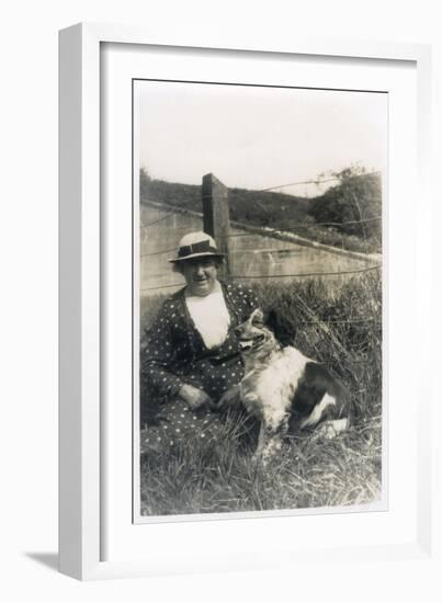 Woman with a Dog in a Field-null-Framed Photographic Print