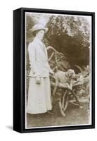 Woman with a Dog in a Garden-null-Framed Stretched Canvas