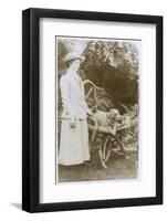 Woman with a Dog in a Garden-null-Framed Photographic Print