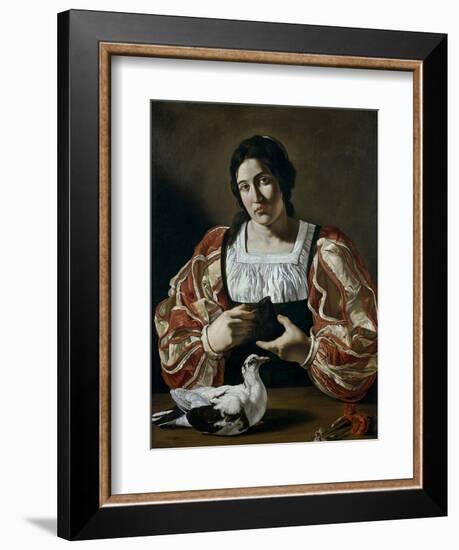 Woman with a Dove, Early 17th Century-Cecco Del Caravaggio-Framed Giclee Print