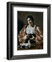 Woman with a Dove, Early 17th Century-Cecco Del Caravaggio-Framed Giclee Print