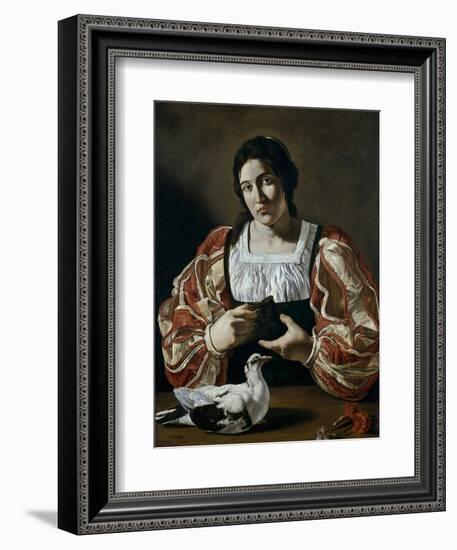 Woman with a Dove, Early 17th Century-Cecco Del Caravaggio-Framed Giclee Print