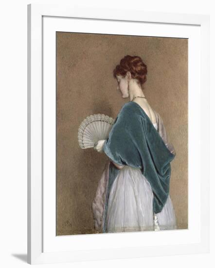 Woman with a Fan, 1871 (Pencil and W/C on Paper)-John Dawson Watson-Framed Giclee Print