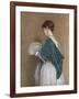 Woman with a Fan, 1871 (Pencil and W/C on Paper)-John Dawson Watson-Framed Giclee Print