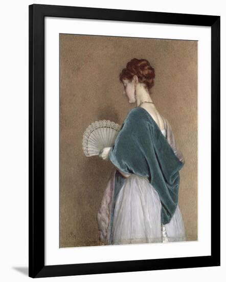 Woman with a Fan, 1871 (Pencil and W/C on Paper)-John Dawson Watson-Framed Giclee Print